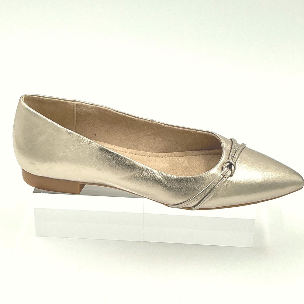 Bella Vita Size 6WW 6 Exra Wide Champagne Gold Metallic Leather Flats NEW Rhea